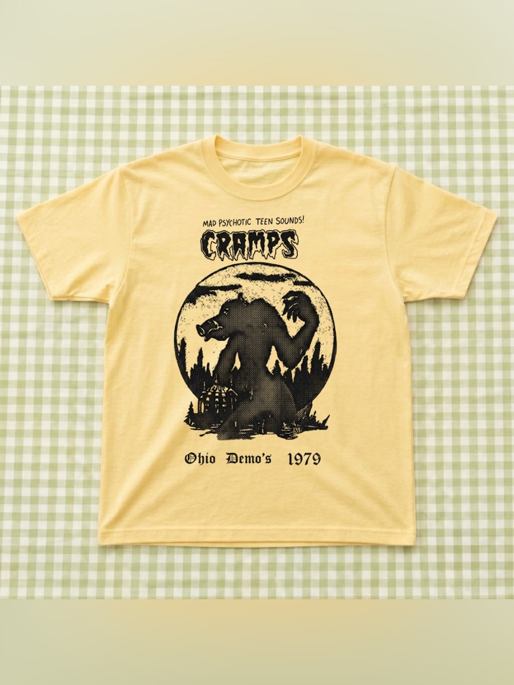 Cramps Ohio Demos 1979 Graphic Tee - Yellow Vintage Classic